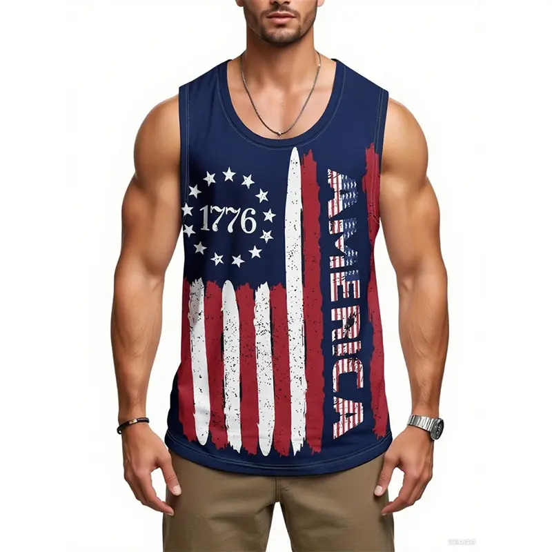 Independence Day Fashion Tank Top Unisex 3D Print American Flag Graphic Streetwear Sleeveless T-shirt Summer Sport Gym Vest