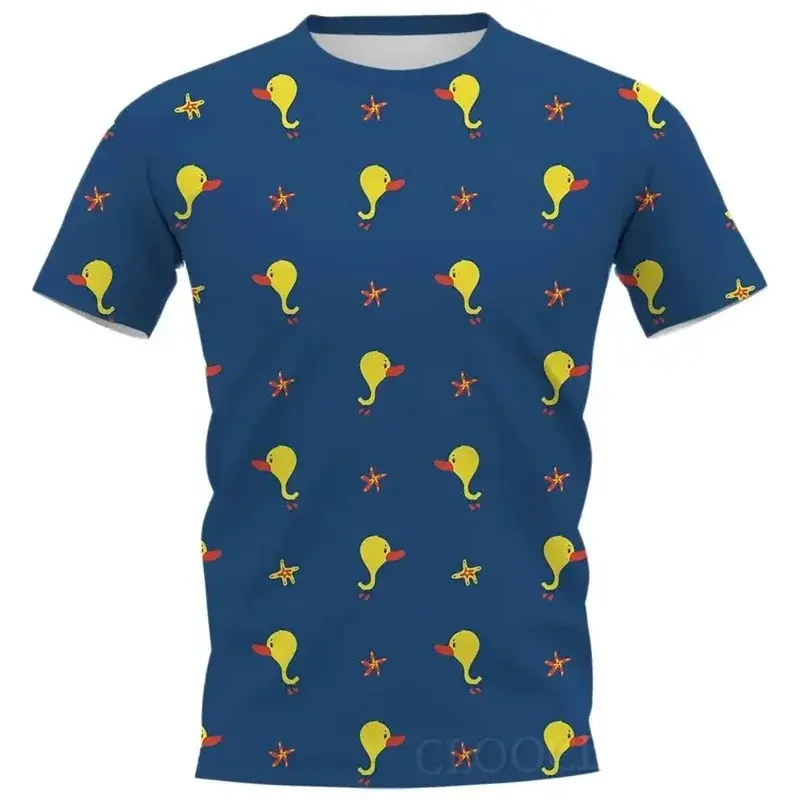 Yellow Duck T-shirt 3D Printing Design Cute Casual Round Neck Short Sleeve Tops Summer Clothing Vacation Beachwear Funny Tees
