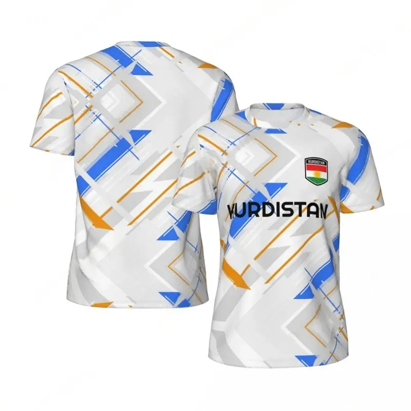 Kurdistan Flag Football T-shirt Men Women Graffiti Style 3D Print Graphic Short Sleeve T Shirts Summer Quick Dry Sport Tees