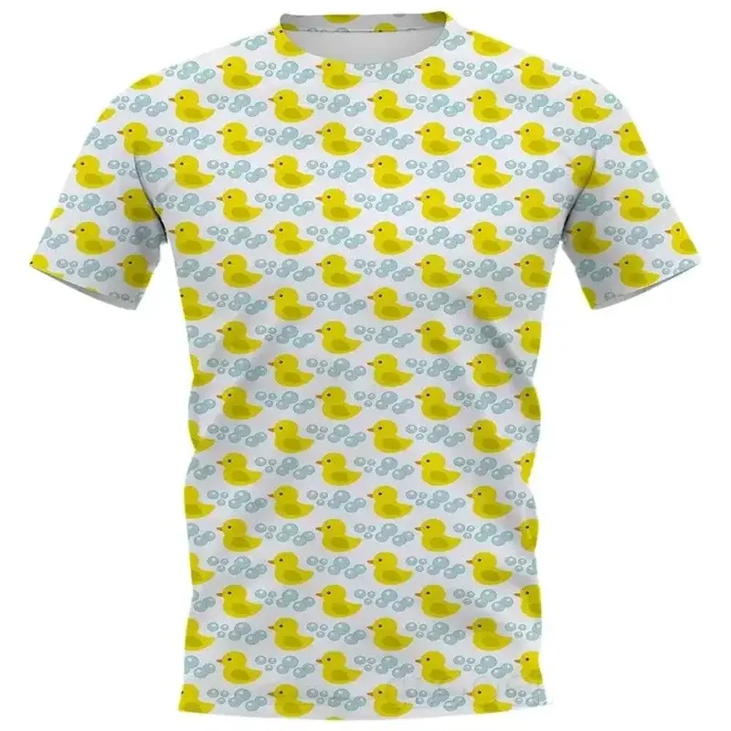 Yellow Duck T-shirt 3D Printing Design Cute Casual Round Neck Short Sleeve Tops Summer Clothing Vacation Beachwear Funny Tees