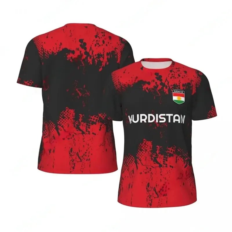 Kurdistan Flag Football T-shirt Men Women Graffiti Style 3D Print Graphic Short Sleeve T Shirts Summer Quick Dry Sport Tees