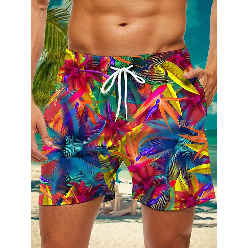 Harajuku Colorful Personality Swim Trunk Men's Clothing Unique 3D Print Streetwear Beach Leisure Summer Trend Men Beach Short