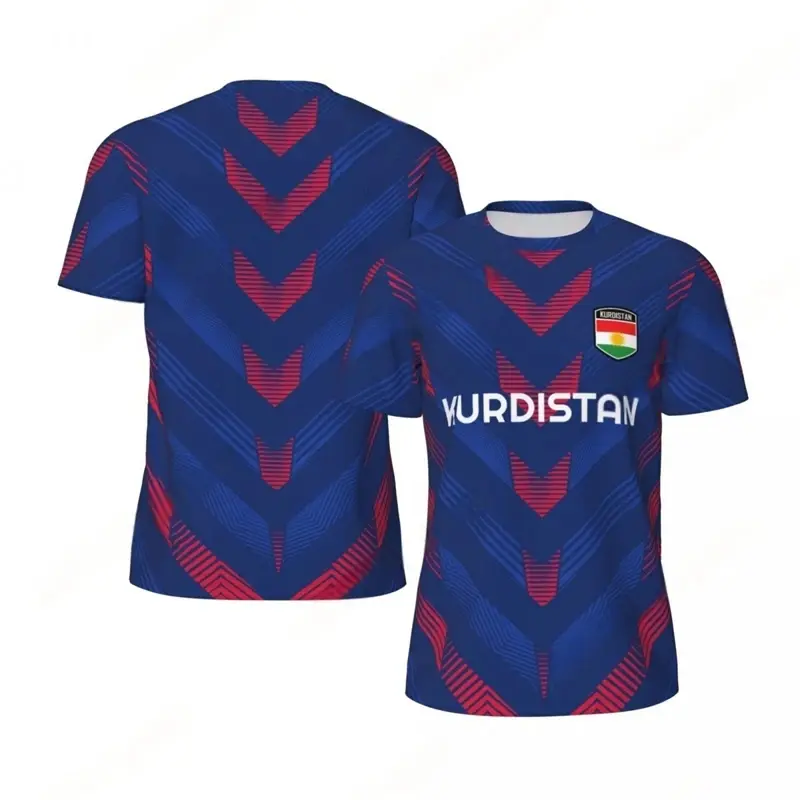 Kurdistan Flag Football T-shirt Men Women Graffiti Style 3D Print Graphic Short Sleeve T Shirts Summer Quick Dry Sport Tees