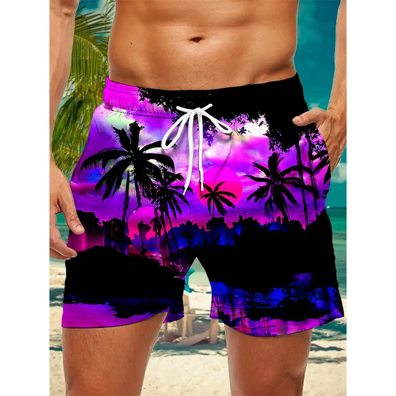 Harajuku Colorful Personality Swim Trunk Men's Clothing Unique 3D Print Streetwear Beach Leisure Summer Trend Men Beach Short