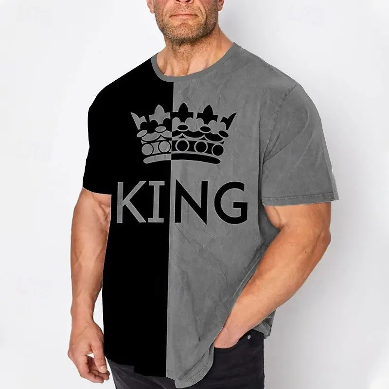 Color Blocks T-shirt For Men's Clothing Street Harajuku Short Sleeve Round Neck T Shirts 2025 Summer Hip Hop Popular Tee Shirt