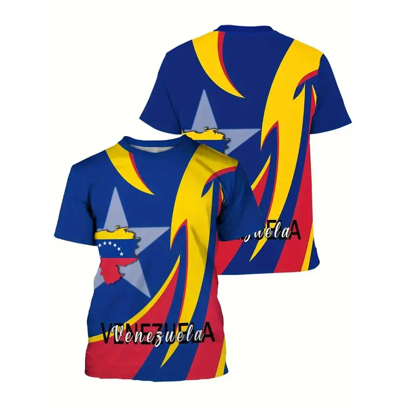 Venezuela Pattern 3d Printed T Shirts For Men's Round Neck Short Sleeve Oversized T-shirt Casual Fashion Summer Daily Tee Shirt