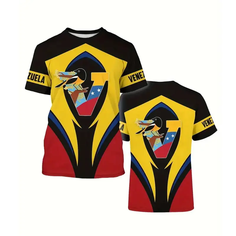 Venezuela Pattern 3d Printed T Shirts For Men's Round Neck Short Sleeve Oversized T-shirt Casual Fashion Summer Daily Tee Shirt