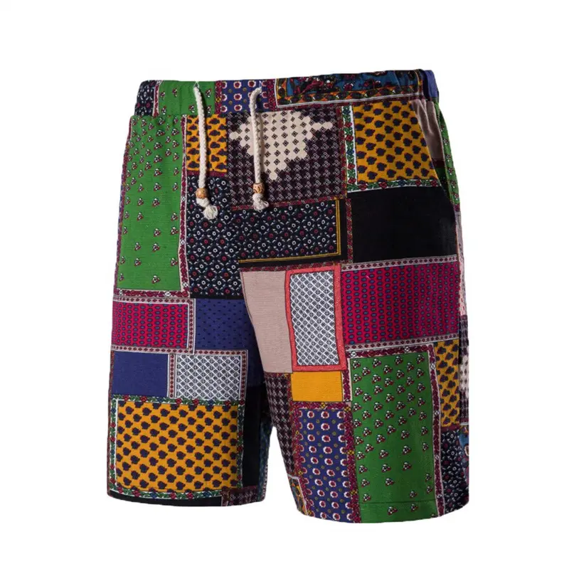 Plaid Patchwork Print Beach Shorts For Men Casual Street Outdoor Sports Short Pants Colorful Patch Graphic Summer Popular Pantie