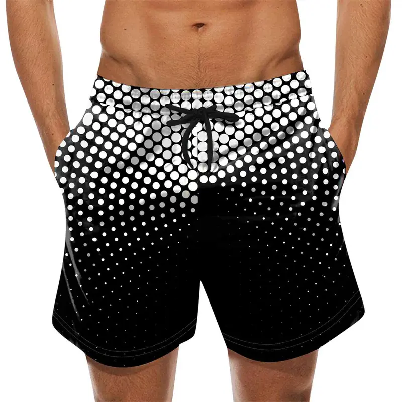 Tropical Plant Print Style Leisure Beach Short For Men Dots Pop Art Contrast Color Board Shorts Y2k Streetwear Summer Classic