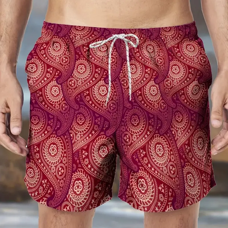 Luxury Paisley and Ethnic Pattern 3D Print Beach Shirt Men Women Unisex Casual Stripe Retro Design Summer Board Shorts 2025