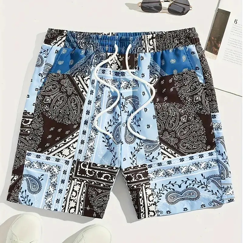 Luxury Paisley and Ethnic Pattern 3D Print Beach Shirt Men Women Unisex Casual Stripe Retro Design Summer Board Shorts 2025