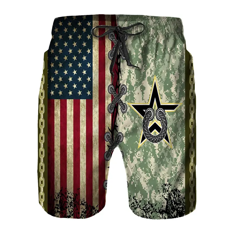 Summer Funny Cartoon Beer Graphic Beach Short For Men America Flag 3D Print Swim Trunks Summer Beach Hawaiian Fashion Shorts