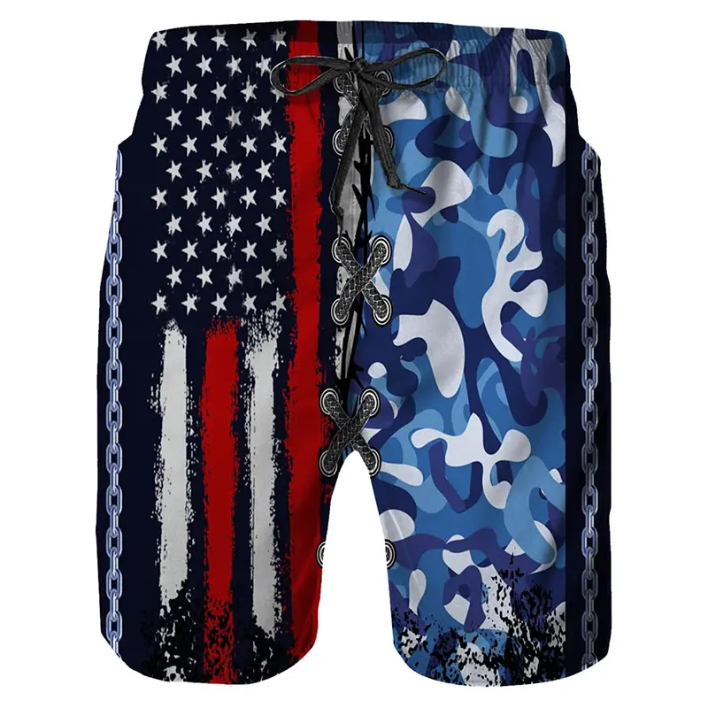 Summer Funny Cartoon Beer Graphic Beach Short For Men America Flag 3D Print Swim Trunks Summer Beach Hawaiian Fashion Shorts