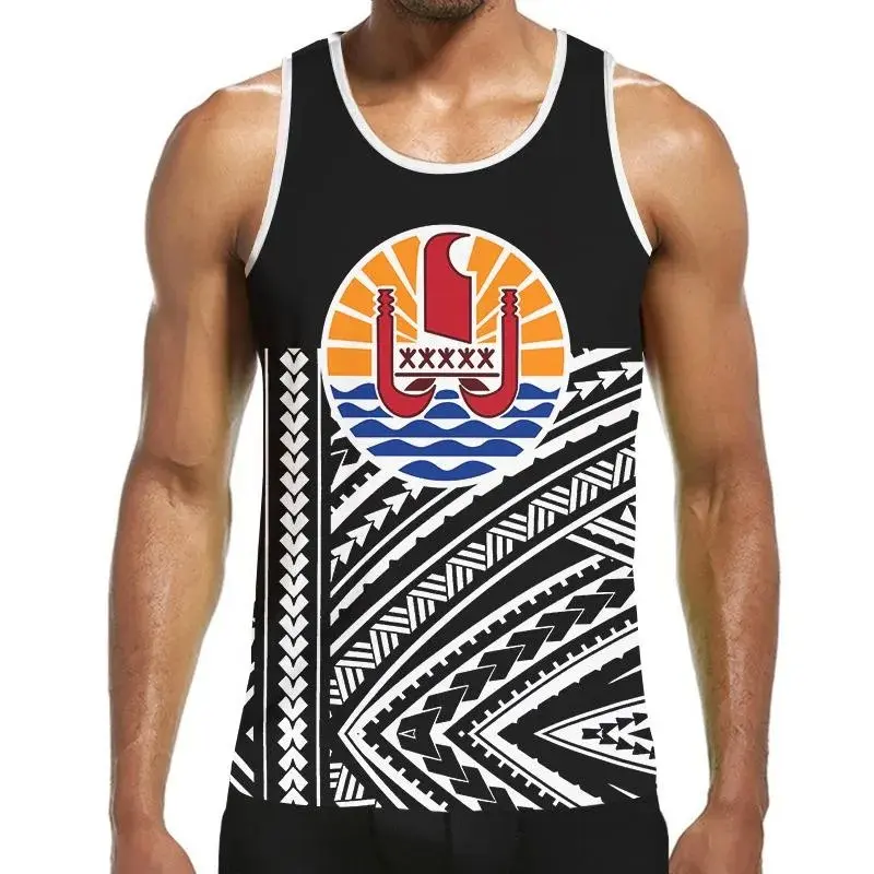 Polynesia Style Tank Top Hawaii Plant Print Sleeveless Shirt Funny Casual Travel Outdoor Sport 2025 Summer Men Clothing Vest