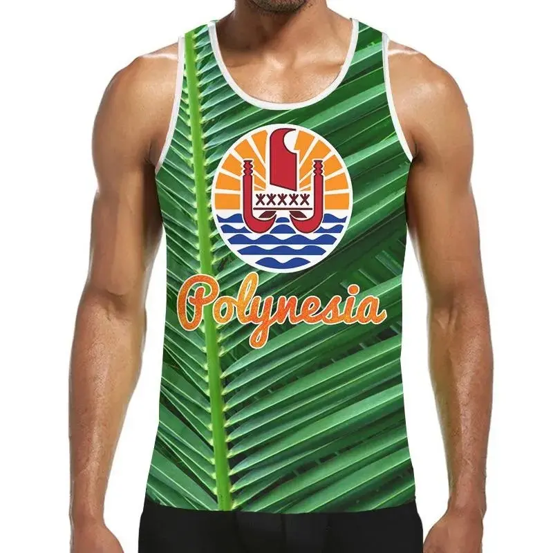 Polynesia Style Tank Top Hawaii Plant Print Sleeveless Shirt Funny Casual Travel Outdoor Sport 2025 Summer Men Clothing Vest