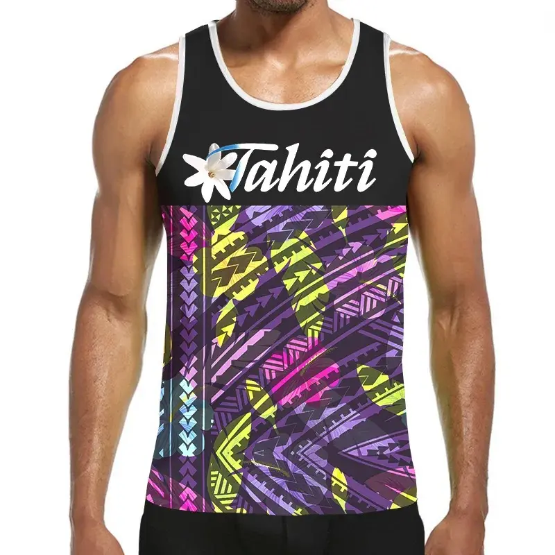 Polynesia Style Tank Top Hawaii Plant Print Sleeveless Shirt Funny Casual Travel Outdoor Sport 2025 Summer Men Clothing Vest