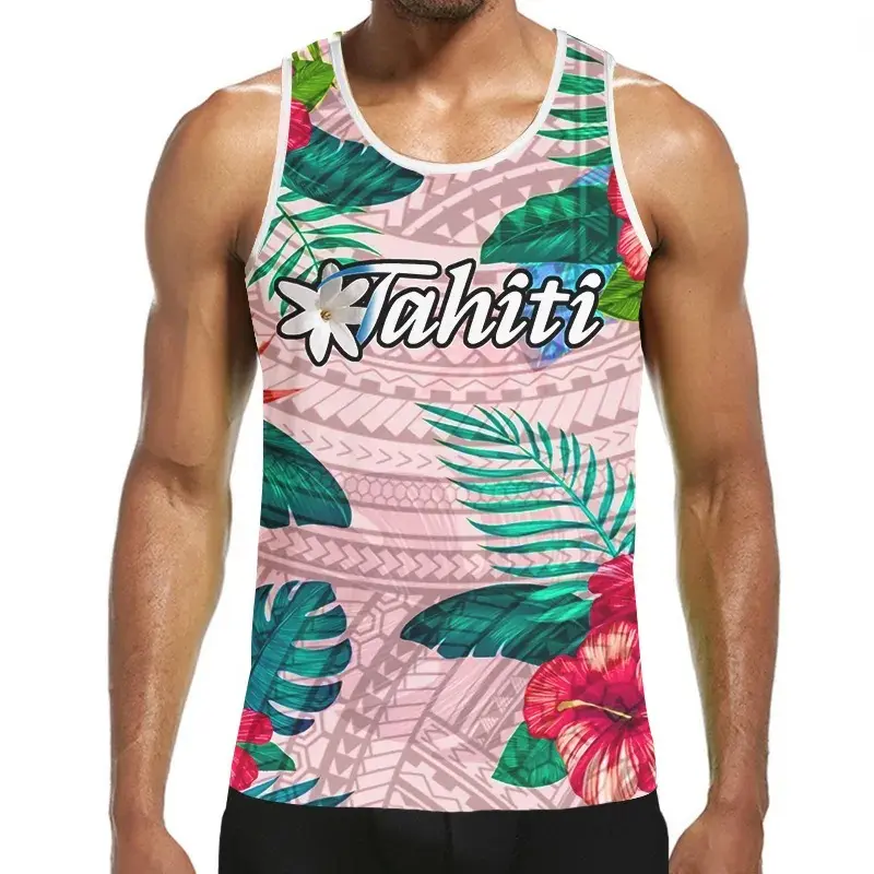 Polynesia Style Tank Top Hawaii Plant Print Sleeveless Shirt Funny Casual Travel Outdoor Sport 2025 Summer Men Clothing Vest