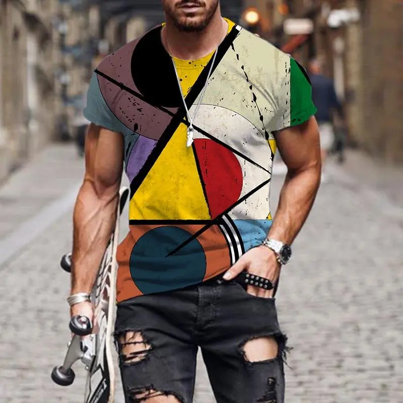 Street Art Graffiti T-shirt Mens Clothing 3D Print Short Sleeve O-neck T Shirts Harajuku Streetwear Sports Fitness Casual Tees