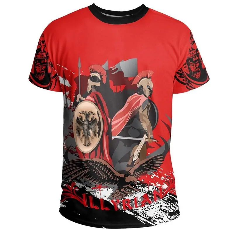 Albania Flag And Emblem Print T-shirt Men's Clothing Round Neck Short Sleeve Pullover Tee Top Street Casual Oversized Men Tshirt