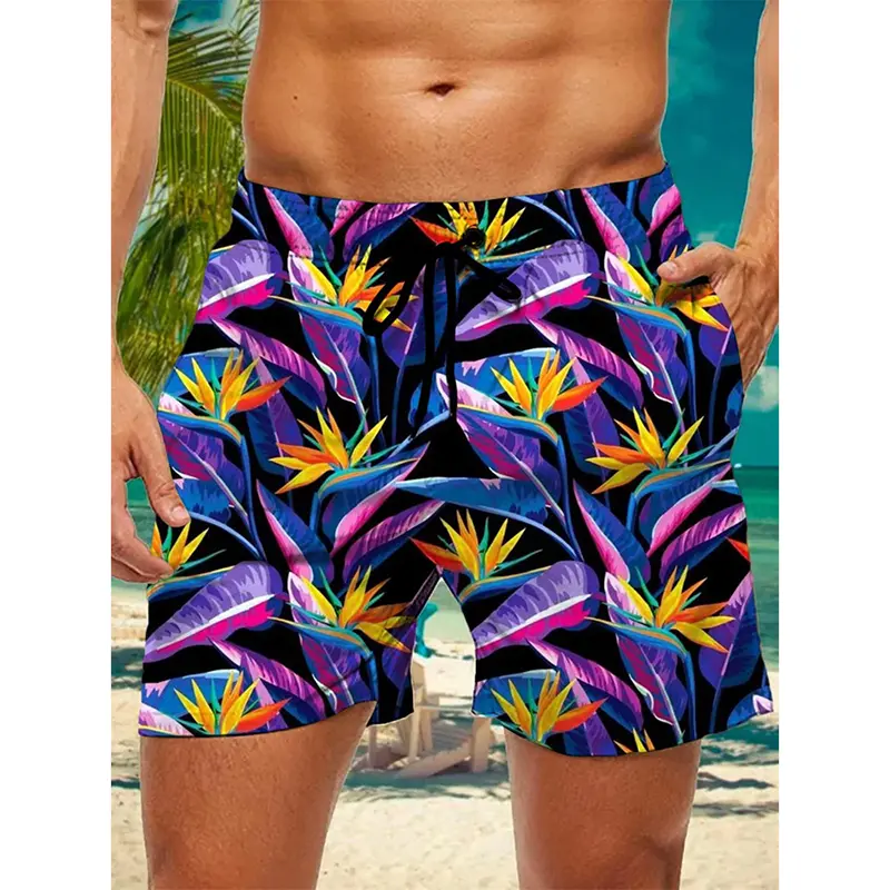 Tropical Palm Trees Colorful 3D Print Beach Short Men's Clothing Summer Beach Leisure Personality Plant Graphic Board Shorts