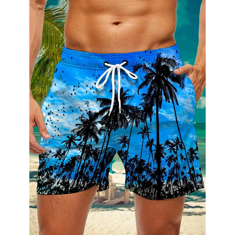 Tropical Palm Trees Colorful 3D Print Beach Short Men's Clothing Summer Beach Leisure Personality Plant Graphic Board Shorts