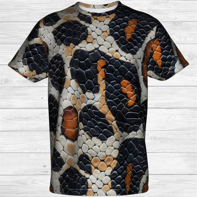 Snake Animal Scales T-shirt Horrible 3D Print Graphic Round Neck T Shirts Personality Street Cosplay Clothing Unique Tees Top