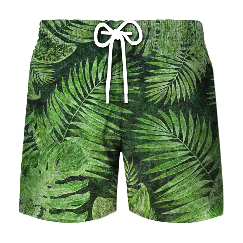 Tree Leaf 3d Printed Short For Men Simple Casual Outdoor Oversized Beach Short Hawaii Vacation Style Fashion Trend Board Shorts