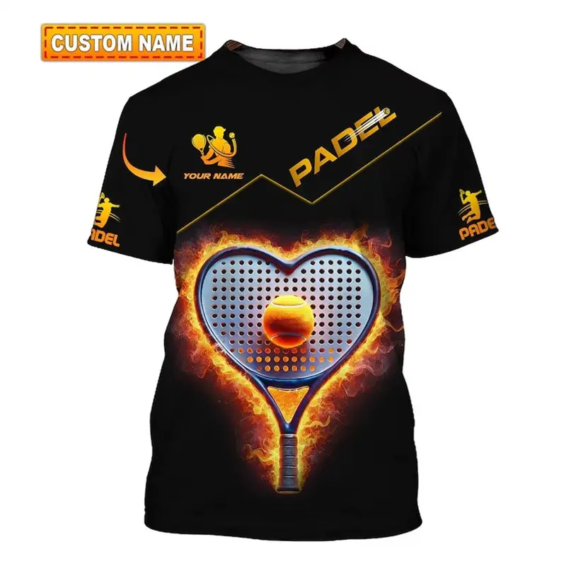 Fashion Tennis Ball T-shirt Men Women Fashion Sport Street Flame Print Round Neck T Shirts Custom Name DIY Personality Tee Top