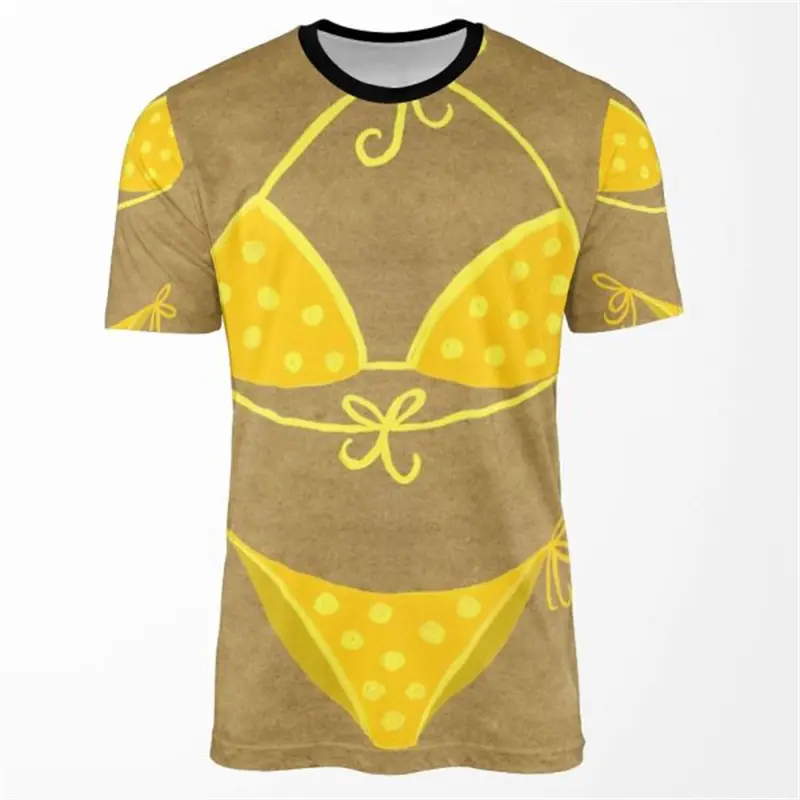 Muscle Role Playing Print T-shirt Funny Men Clothes Street Hip Hop Personality T Shirts 2025 Summer New Beer Men's Fun Tee Top