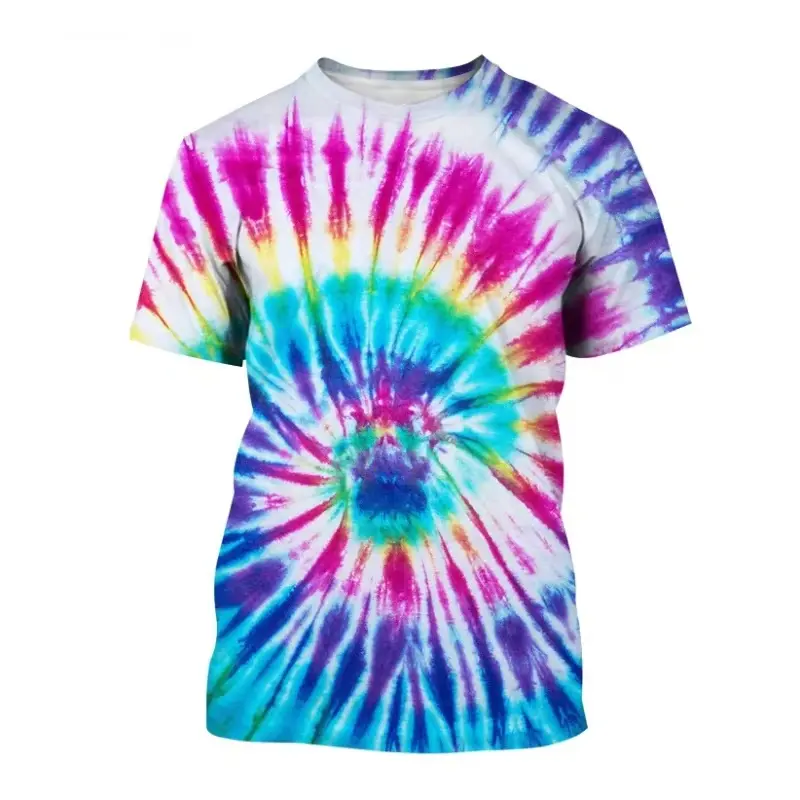 Color Tie-dye 3D Printing T-shirt Hip Hop Style Round Neck Short Sleeve For Men's Streetwear Cool Summer Oversize Tee Shirts
