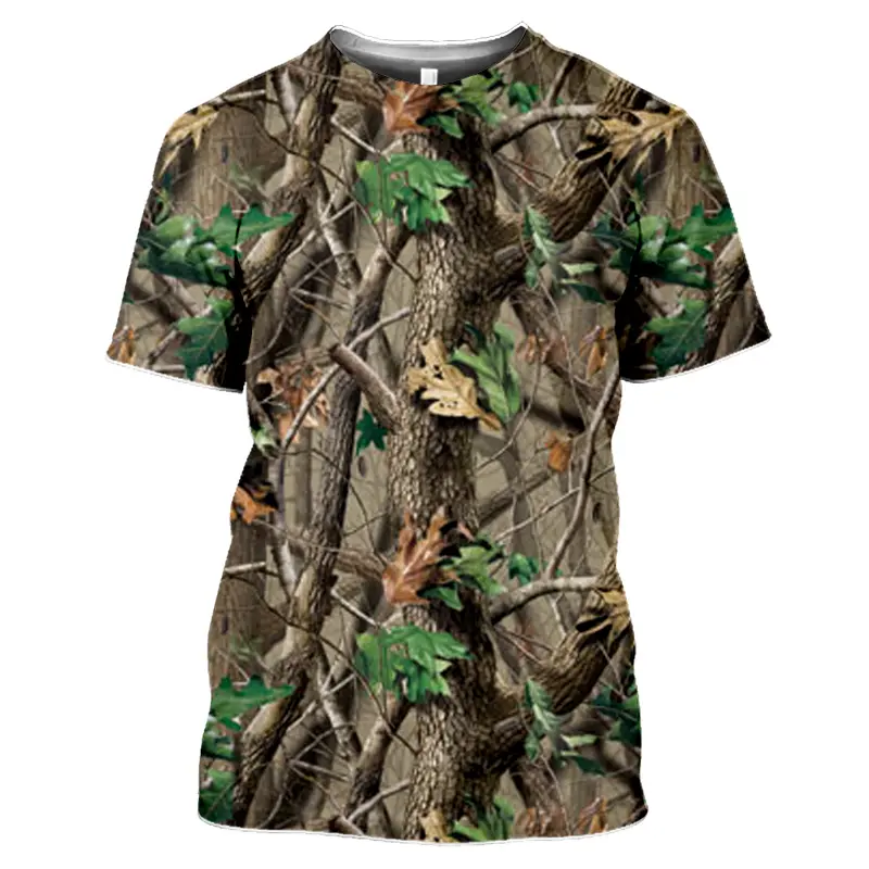 Dead Branches Leaves T-shirt Plant 3D Printing Round Neck Short Sleeves Outdoor Tees Tops Forest Street Fashion Clothes T Shirts