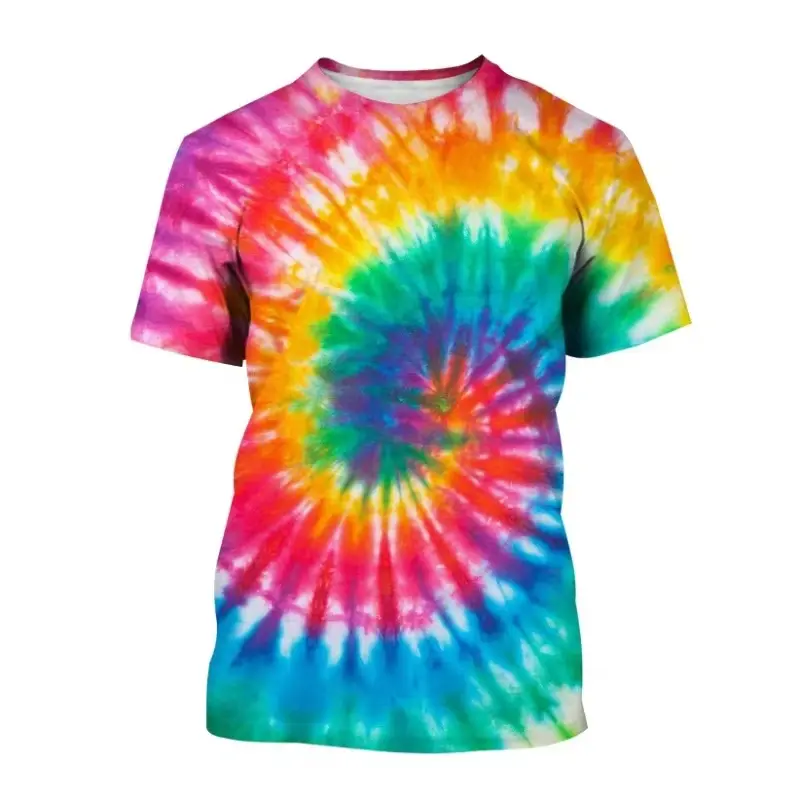 Color Tie-dye 3D Printing T-shirt Hip Hop Style Round Neck Short Sleeve For Men's Streetwear Cool Summer Oversize Tee Shirts