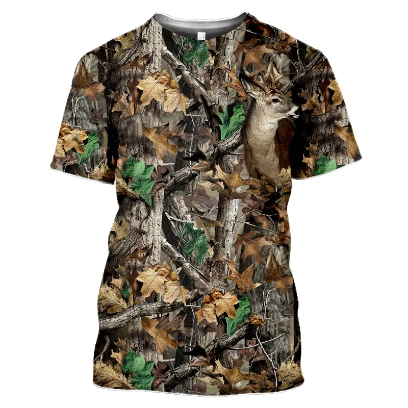 Dead Branches Leaves T-shirt Plant 3D Printing Round Neck Short Sleeves Outdoor Tees Tops Forest Street Fashion Clothes T Shirts