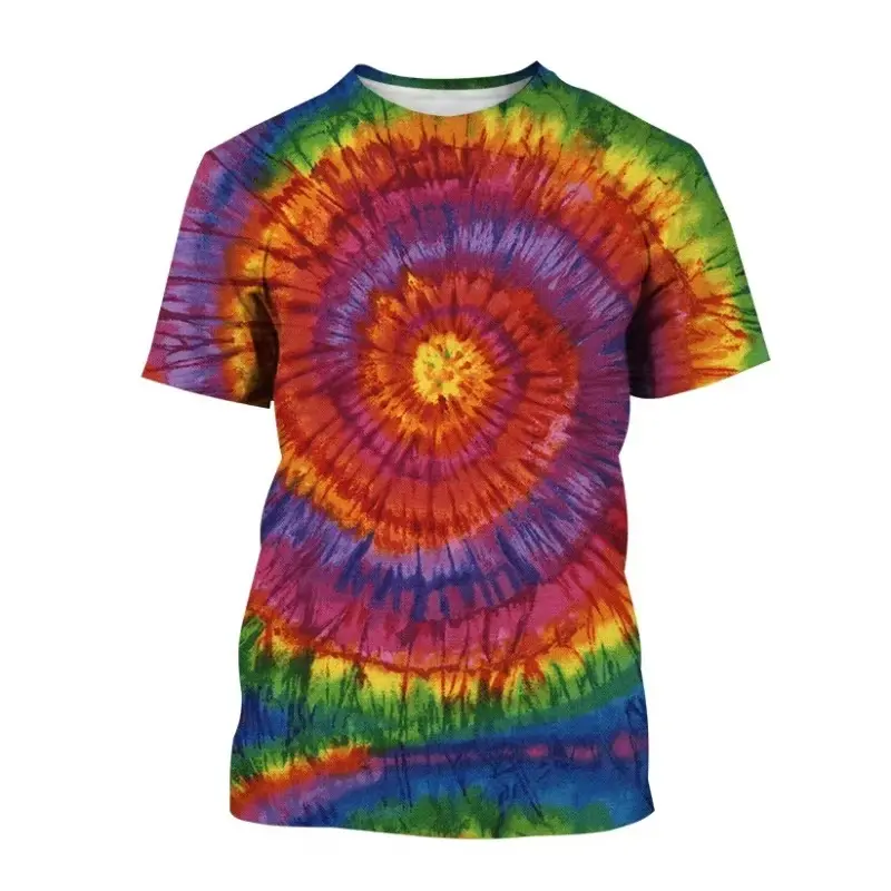 Color Tie-dye 3D Printing T-shirt Hip Hop Style Round Neck Short Sleeve For Men's Streetwear Cool Summer Oversize Tee Shirts