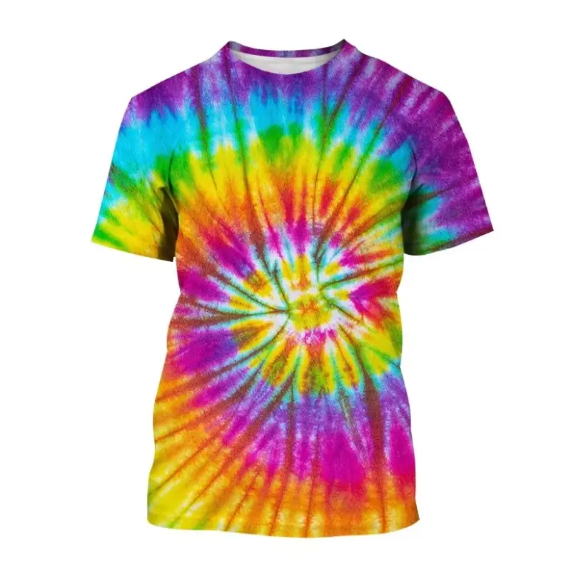 Color Tie-dye 3D Printing T-shirt Hip Hop Style Round Neck Short Sleeve For Men's Streetwear Cool Summer Oversize Tee Shirts