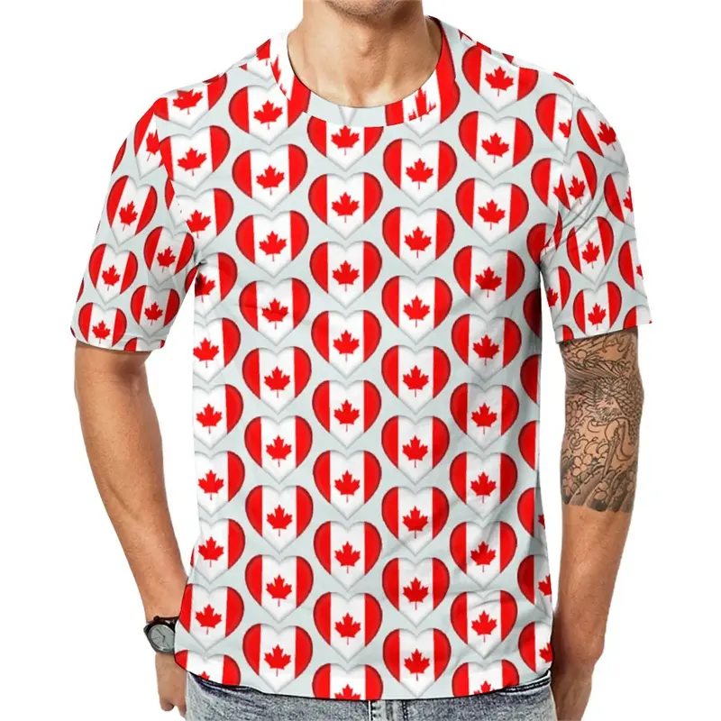 Flag Love Over Print T-shirt Men's Clothing Round Neck Short Sleeve T Shirts Simple Fashion Pride Street 2025 Fashion Tee Top