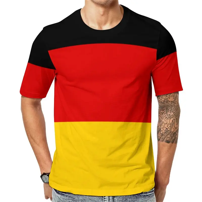 Flag Love Over Print T-shirt Men's Clothing Round Neck Short Sleeve T Shirts Simple Fashion Pride Street 2025 Fashion Tee Top