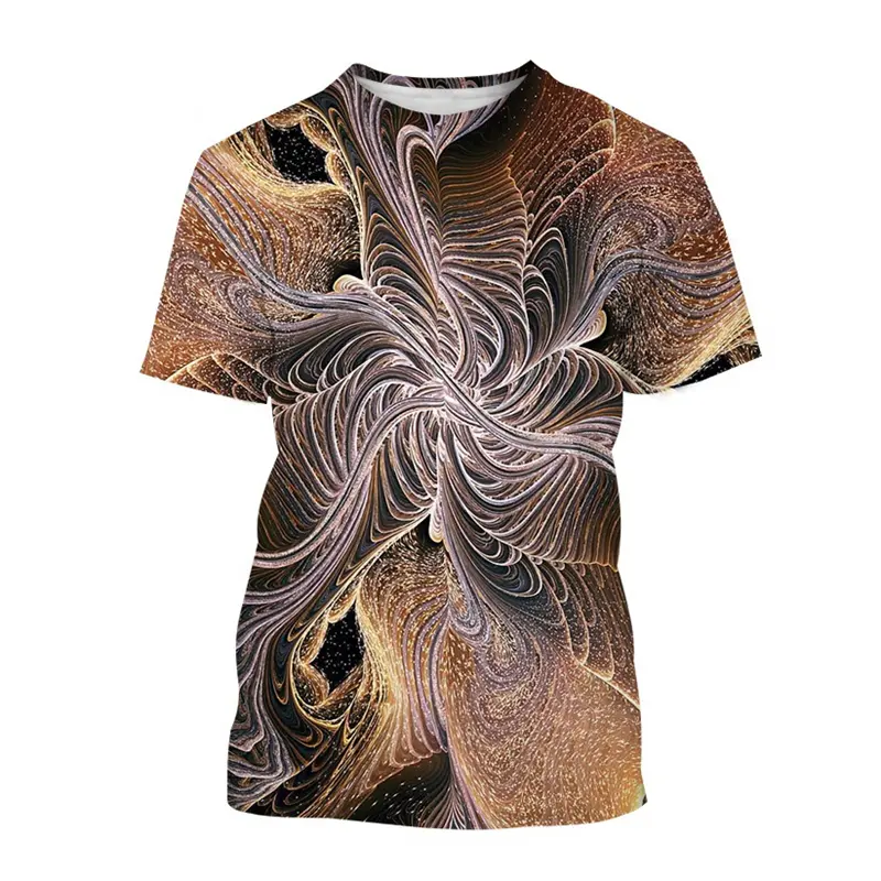 Strange Cool 3D Printing T-shirt Summer Fashion New T Shirt Round Neck Short Sleeve Line Flower Pattern Streetwear Tee Shirts