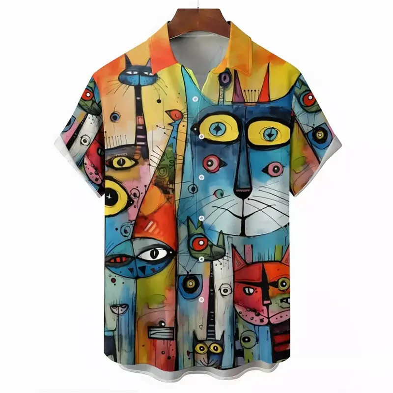 Colorful Chameleon Shirt For Men's Harajuku Casual Lapel Button Shirts Hawaiian Vacation Clothing 3d Printed Treasure Blouse