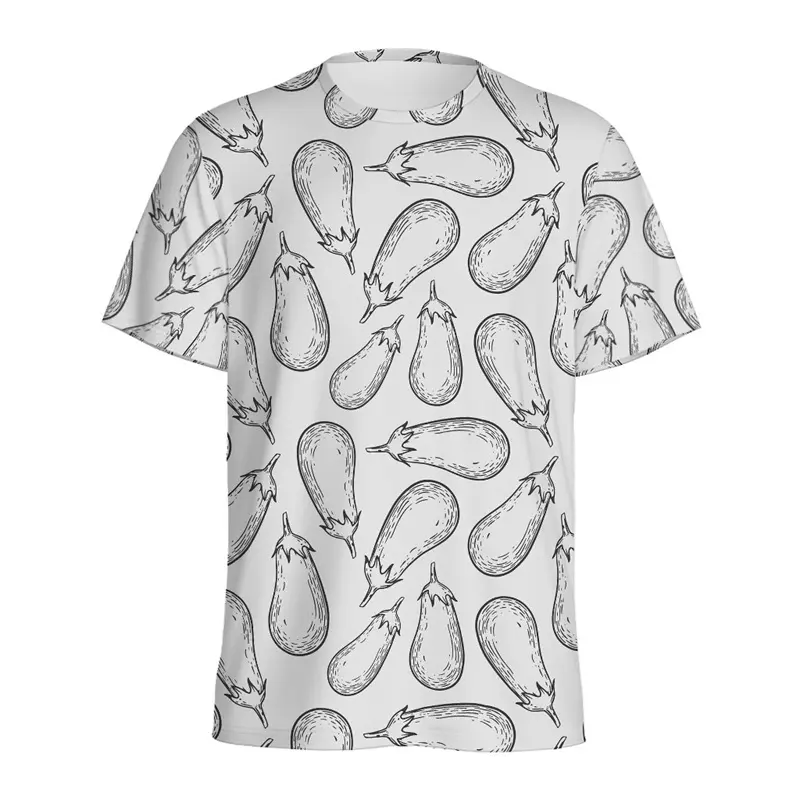Cartoon Eggplant Printing T-shirt Round Neck Short Sleeves Farms For Men T Shirt Summer Fashion 2024 New Workwear Loose Tees Top