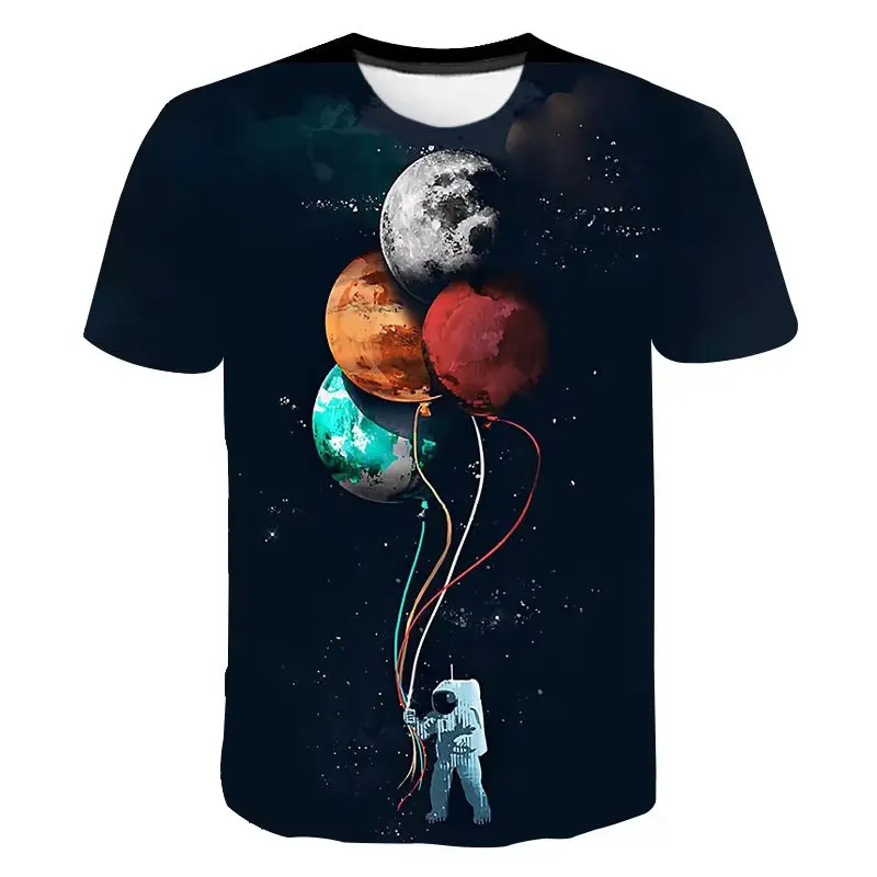 Fashion Astronaut Pattern Men's T-shirt Cool Spaceman Round Neck Short Sleeve Summer Streetwear Comfortable Tee Shirts Tops