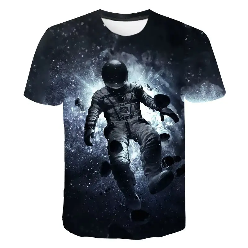 Fashion Astronaut Pattern Men's T-shirt Cool Spaceman Round Neck Short Sleeve Summer Streetwear Comfortable Tee Shirts Tops