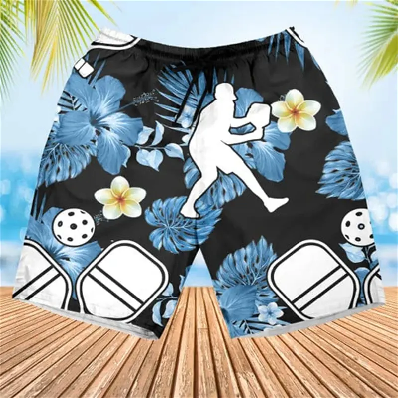 Pickleball Graphic Print Beach Shorts Men Clothing Outdoor Sport Loose Drawstring Quick Dry Shorts Summer Popular Sports 2025
