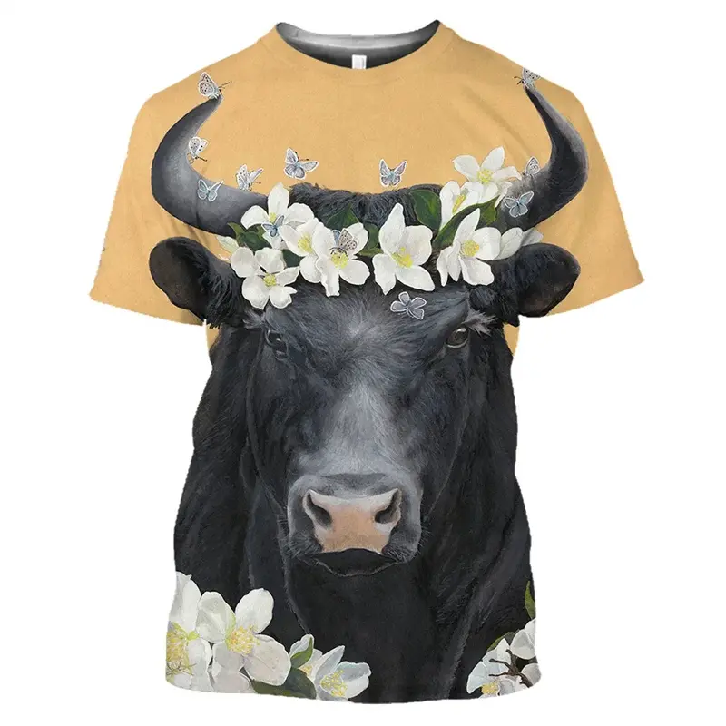 3D Printing Bullfighting T-shirt For Men Hot Sale Spain Cattle Pattern Men's T Shirt Summer Fashion Loose Short Sleeve Tees