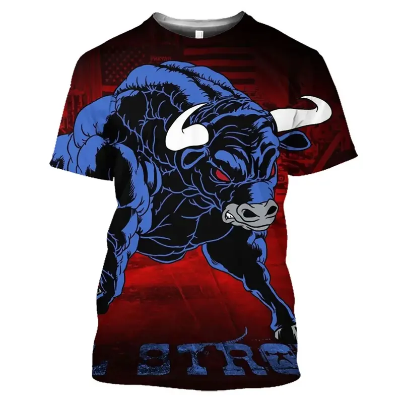 3D Printing Bullfighting T-shirt For Men Hot Sale Spain Cattle Pattern Men's T Shirt Summer Fashion Loose Short Sleeve Tees
