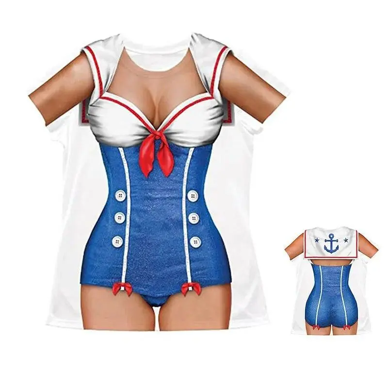 Fashion Topless Fake Muscle T-shirt Funny 3D Printed Pattern Harajuku Crewneck Pullover Top 2025 Popular Cosplay Men Women Tee