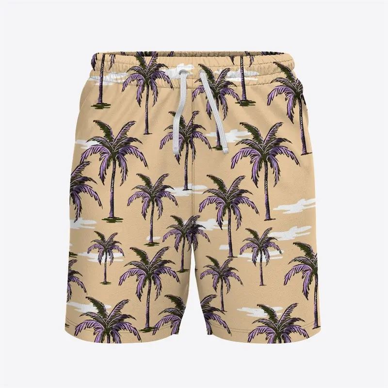 Tropical Style Fashion Palm Tree Print Men's Board Shorts Beach Casual Loose Quick Dry Outdoor Swim Trunks Breathable Hawaiian
