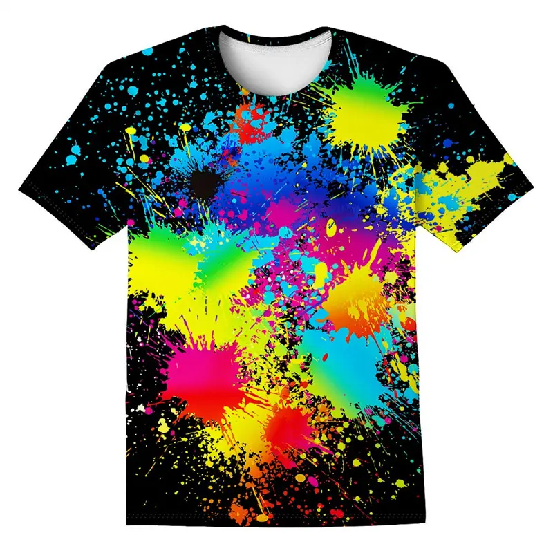 Street Art Graffiti T-shirt Men's Colorful 3D Printing Cool Design T Shirt Round Neck Short Sleeves Fashion Summer New Tee Shirt