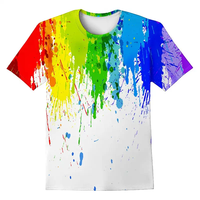 Street Art Graffiti T-shirt Men's Colorful 3D Printing Cool Design T Shirt Round Neck Short Sleeves Fashion Summer New Tee Shirt