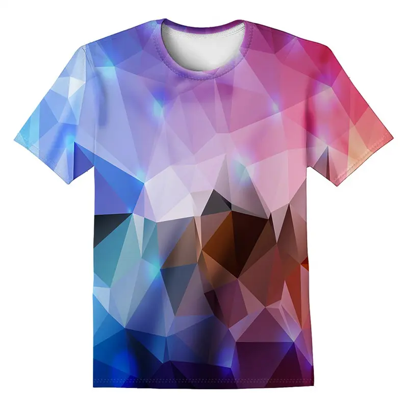 Street Art Graffiti T-shirt Men's Colorful 3D Printing Cool Design T Shirt Round Neck Short Sleeves Fashion Summer New Tee Shirt